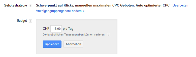 google adwords tagesbudget